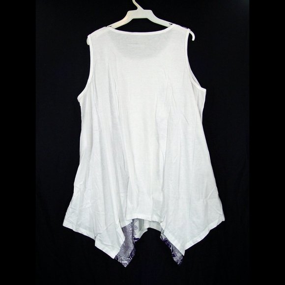 NEW Roaman's L-18/20 Handkerchief Hem Trapeze Tunic Tank Top Purple Lace Print - Picture 7 of 13